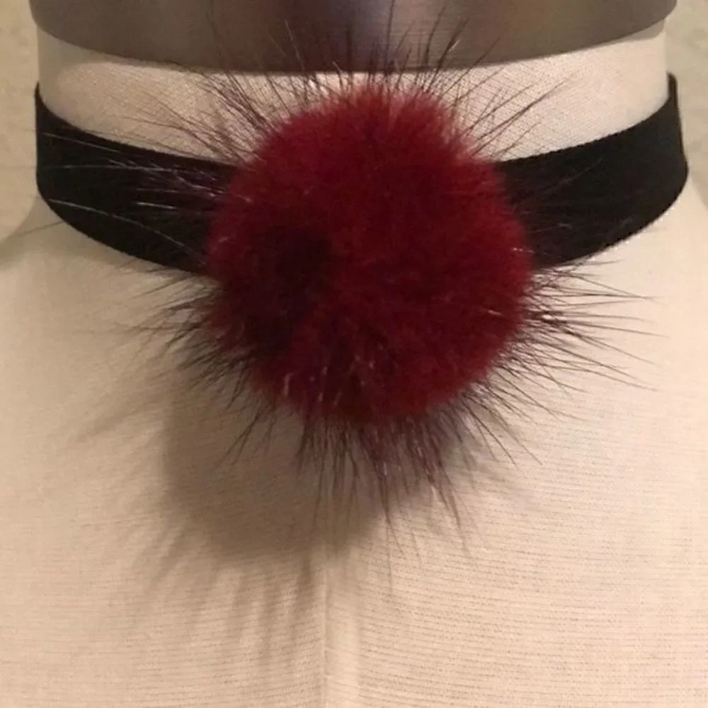 Cute fuzzy Alex Conti choker